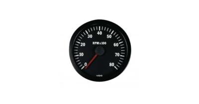 Compte-tours VDO 8000 Trs/Min Diamètre 52 Fond Noir 4 / 6 / 8 Cylindres Diesel / Essence