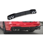  Rajout Du Pare-Chocs Arriere + Faux Pot D'échappement Audi A7 C8 S-Line Noir Brillant \ Chrome
