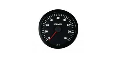 Compte-tours VDO 6000 Trs/Min Diamètre 52 Fond Noir Diesel